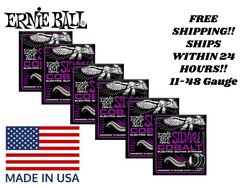 ** 6-PACK ERNIE BALL COBALT POWER SLINKY ELECTRIC GUITAR STRINGS 11-48 **