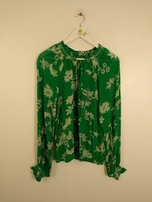 Sosandar Women's Blouse Size 12 Green Floral Tie Neck RRP£49 New F2