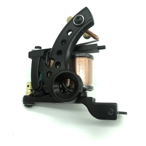 New Black Dual 10 Wraps Coil Shader Iron Frame Tattoo Machine Gun Needle Tip Kit - product listing photo