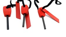QTY of 3 Red Magnesium Fire Starter Emergency Survival Tools