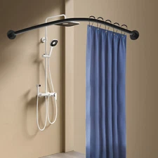 Adjustable L Shaped Shower Curtain Rod Stainless Steel Bathroom Shower Pole Rail