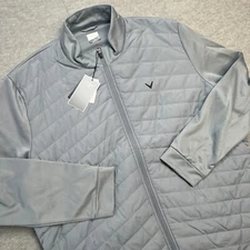 Callaway Golf Jacket Mens 2XL Gray Quilted Puffer Hybrid Fleece Lined UPF 50 NEW