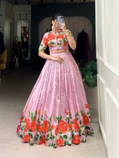 Latest Presenting Tussar Silk Light Pink Lehenga Choli For Women Function Wear