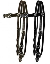 BROWBAND HEADSTALL  5/8" x6' REINS Double Stitched Leather SILVER STAR Conchos
