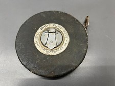 (W) VINTAGE LUFKIN WHITE CLAD 100 FOOT STEEL TAPE MEASURE HW226 - MADE IN USA