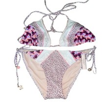 New Victoria's Secret Bikini Women Medium String Triangle Swim Pink Lace New