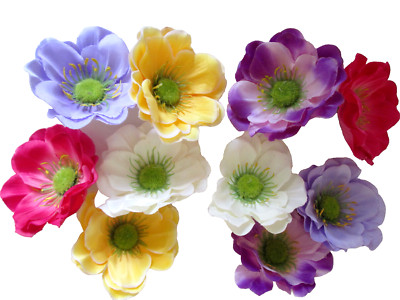 10 dekorative ANEMONEN Blütenköpfe 8cm Kunst Seidenpflanzen Frühling Wohndeko