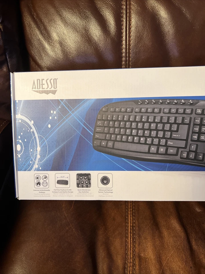 NEW Adesso WKB-1330CB 2.4 GHz Wireless Desktop Keyboard and Mouse Combo & 2.4GHz - Image 2 of 4