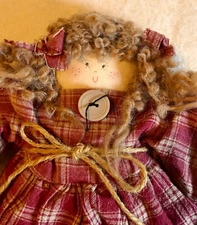 Vintage Handmade Folk Art Cloth Doll 15" x 10"