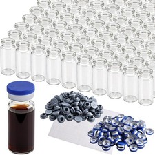 100 Pack 10ml Glass Vials Clear Glass Headspace Vial with Rubber Stoppers