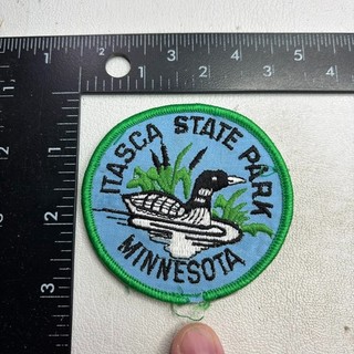 Vtg ROUGH AT VERY BOTTOM! ITASCA STATE PARK Loon in Lake Minnesota Patch 66B1
