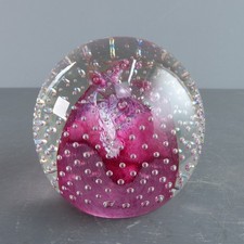 Caithness Art GlassPaperweight Pink Controlled Bubble Cauldron Ruby