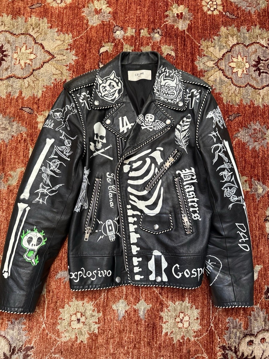 celine 52 braided piping hedi slimane leather jacket PAINTED X LA