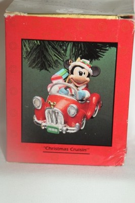 VINTAGE ENESCO FOR DISNEY CHRISTMAS ORNAMENT ''CHRISTMAS CRUISIN''' MICKEY IN CAR