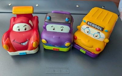 Battat B My Toys 3 Mini Pull Back Cars Chunky Toddler Hands Vehicles Bus Truck