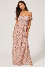Forever 21 Off The Shoulder Dress Womens Size Medium Floral Boho Cottage Romance