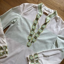 Tory Burch Long Sleeve Embroidered Tunic Isla Collins Stripe Top 2 Cotton Chic