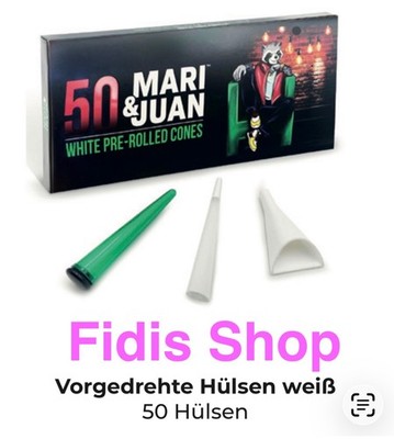 50 White Pre Rolled vorgedrehte Hülsen Cones King Size Slow Burning