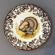 Woodland Spode Turkey Salad Plate 7 3/4" Diameter Made In England