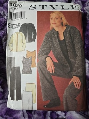 Style Pattern #1038 Misses Unlined Jacket  Skirt Top  8-18 Uncut For Knits Uncut