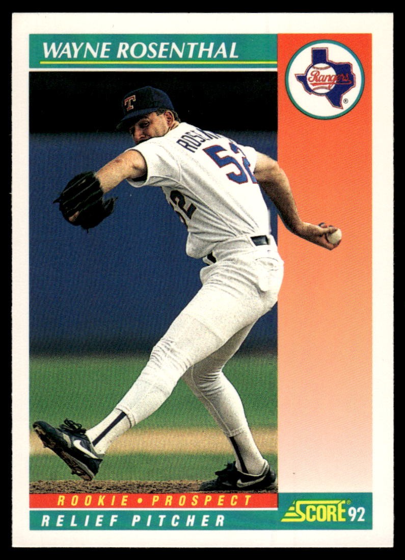 1992 Score #749b Wayne Rosenthal Rookie Prospect Stripe on front