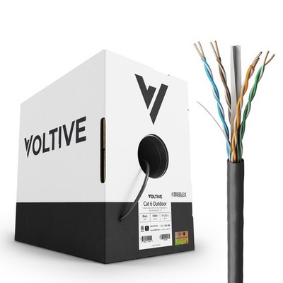 Voltive Cat6 Outdoor (CMX) Ethernet Cable - UTP, OFC, 1000FT, Black