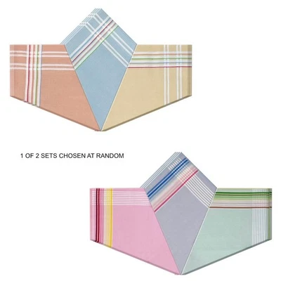 WARWICK & VANCE Ladies Handkerchiefs 100% Cotton Assorted Colours Plain Hankies 12 Pack