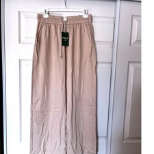 Halara Wide Leg Drawstring Pants Beige Tan Viscose Blend Size M Regular NWT