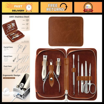 8-Piece Stainless Steel Manicure & Pedicure Set, Travel Case, Grooming Tools, Lu