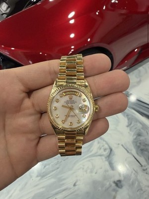 Rolex Day-Date President Yellow Gold Diamond Markers Mother of Pearl Dial Watch