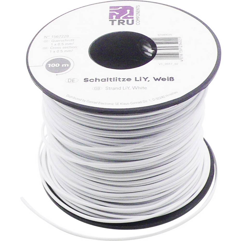 Fil de câblage LiY 1x0.50 mm² blanc conducteur cuivre pour circuit électronique