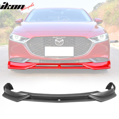 Fits 19-20 Mazda 3 Sedan Front Bumper Lip Spoiler PP Matte Black Chin Splitter