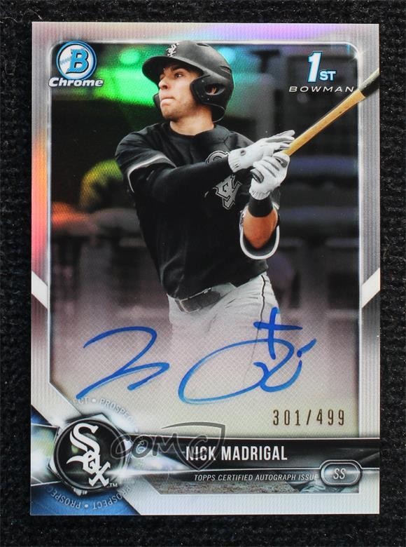 2018 Bowman Draft Chrome Pick Refractor 301/499 Nick Madrigal #CDA-NM Auto nd3