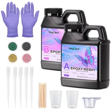 Epoxy Resin Kit 32 oz Crystal Clear, Hard Upgraded 2 Part Epoxy and Hardener