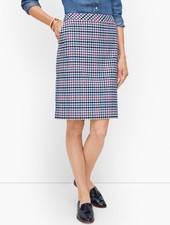 NEW TALBOTS Red White Blue Gingham Plaid A-Line Skirt 8 Petite Americana Preppy