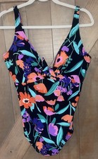 Profile by Gottex Marguerite V Neck Bow 1PC w/wire Swimsuit Sz 14 148 NWT  