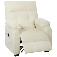 HOMCOM Poltrona Reclinabile 150° Vellutata con Poggiapiedi e Telecomando Bianca