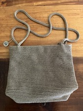 The Sak Crochet Shoulder Bag Tan Woven Hobo Tote Boho Medium