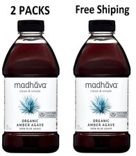 Madhava Organic Amber Agave, 100 Blue Agave Sweetener Sugar Substitute, 46 oz