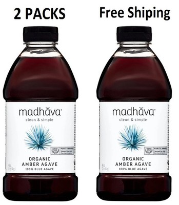 Madhava Organic Amber Agave, 100% Blue Agave Sweetener Sugar Substitute, 46 oz