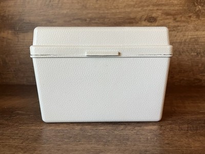 Retro 70s Plastic Recipe Index Card Holder Box Tan Empire Berol USA MADE