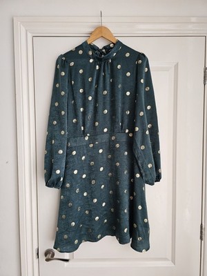 Friends Like These Women's Long Sleeve Green Gold Satin Dress Size 16. New