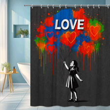 Colorful Love Shower Curtain for Kids Room