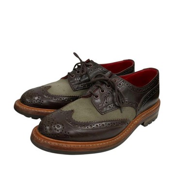Tricker's Junya Watanabe Chip Leather Shoes 903241 Green Brown Size 8 2104 GUT12
