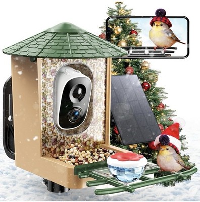 Smart Bird Feeder with Camera, AI Bird ID, 5000mAh Battery, Solar, Chew-Proof