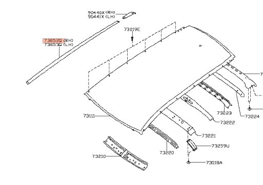 New OEM Nissan Roof Rail Molding 2017-2020 Rogue RH 73852-6FR1E | eBay