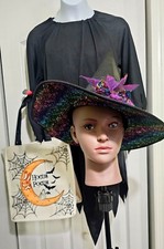 Girls Witch Costume Dress Hat Hocus Pocus Trick or Treat Bag Halloween Purple