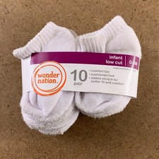 Wonder Nation Newborn Baby Size 0-6 Months White Low Cut Socks 10 Pair NWT Flaw