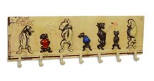Wand Garderobe 7 verschiedene Hunde Badezimmer Flur Handtuchhalter antik Vintage