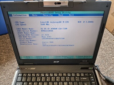 Acer Aspire 3680 Series ZR1, Intel Celeron M420 Cpu @ 1,6 GHz, 2 Gb Ram